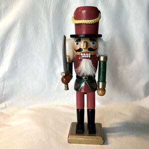 Christmas Wooden Nutcracker Red & Green Coat 10.5 in